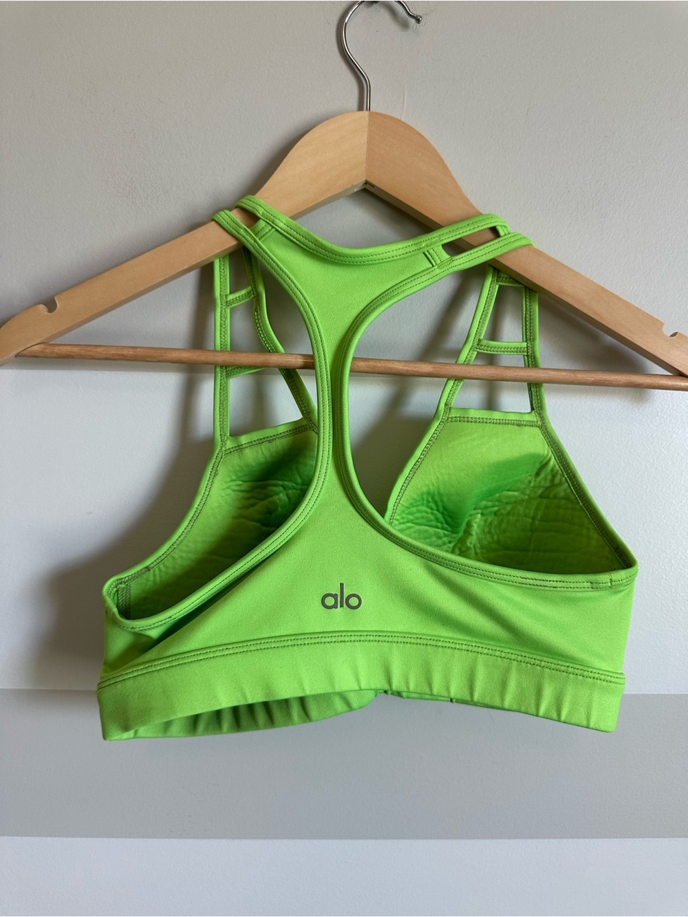 Alo Yoga Neon Green Cage Strap Padded Athleisure Racerback Sports Bra Small